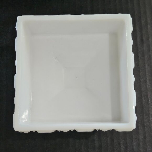 Westmoreland "Old Quilt" Square Milk Glass Pedestal Compote - Picture 6 of 9